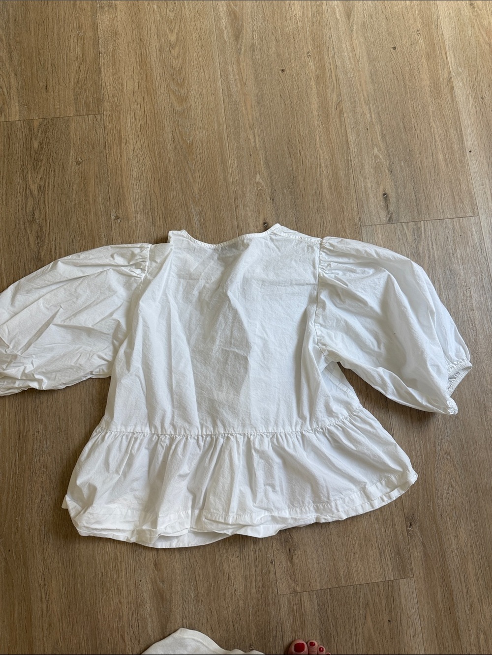 Ganni White Puff-Sleeve Tie-Front Blouse 36 - Picture 6 of 6